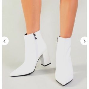 White Block Heel Booties. Size 9. NWT